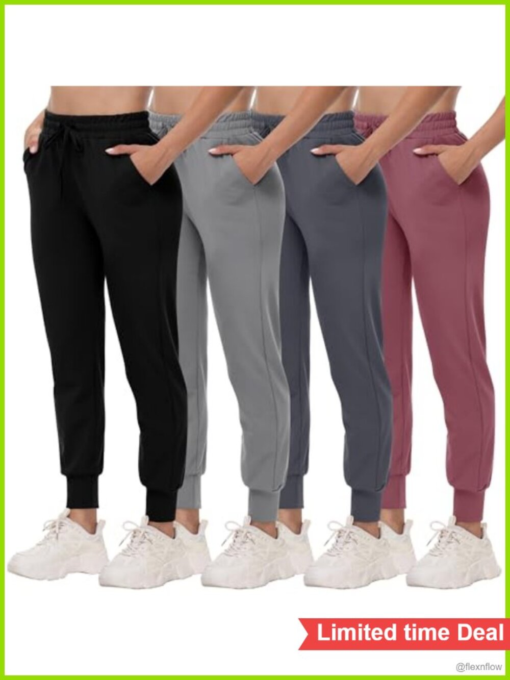 4 Pack Joggers for Women Sweatpants with Pockets Lightweight Yoga Pants